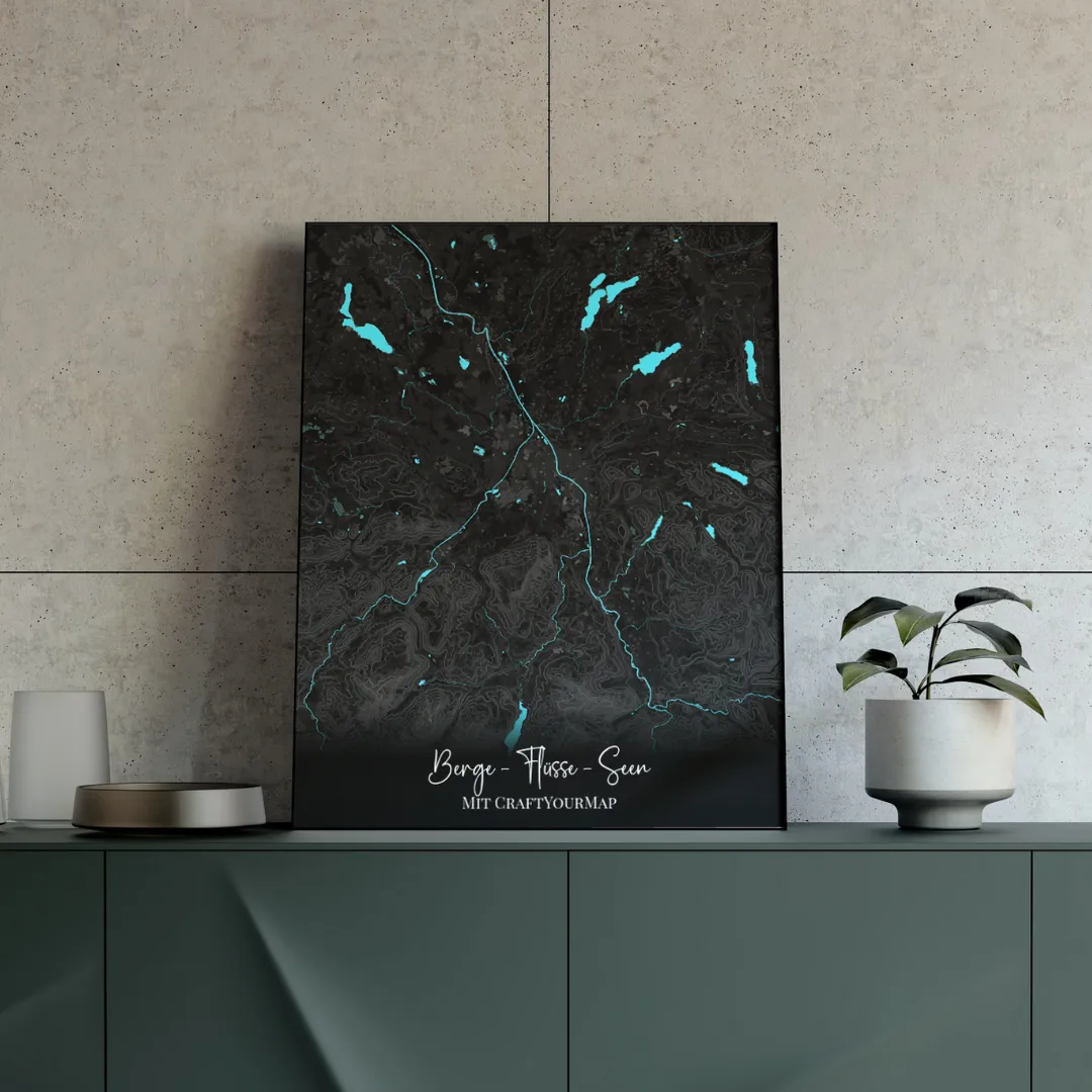 Personalized poster variant, a different styling and colour treatment of the contour-line design